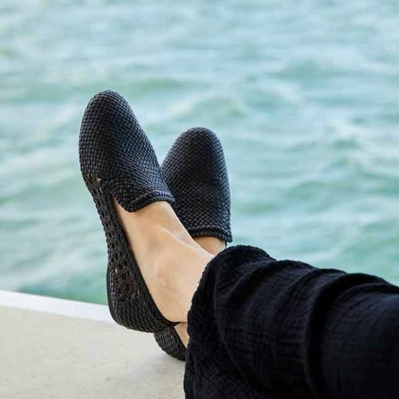 Birdies The Woven Starling Flat Loafer Black Faux Leather Smoking Slipper 7.5 - Picture 3 of 16